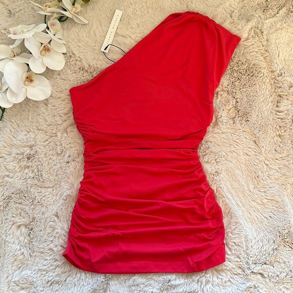 Susana Monaco Tops - Susana Monaco One Arm Gather Top in Watermelon Size S